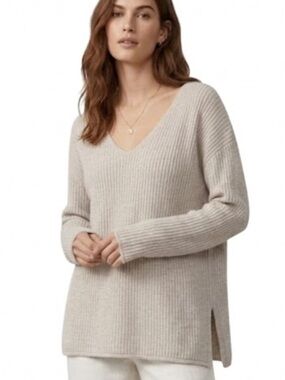 Aritzia Wilfred Free wool linen blend v-neck sweater grey size medium